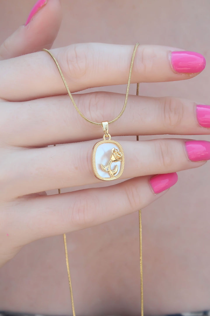 EBJ 316L Steel Gold Color Rose Portrait Model Women's Necklace - Juárez