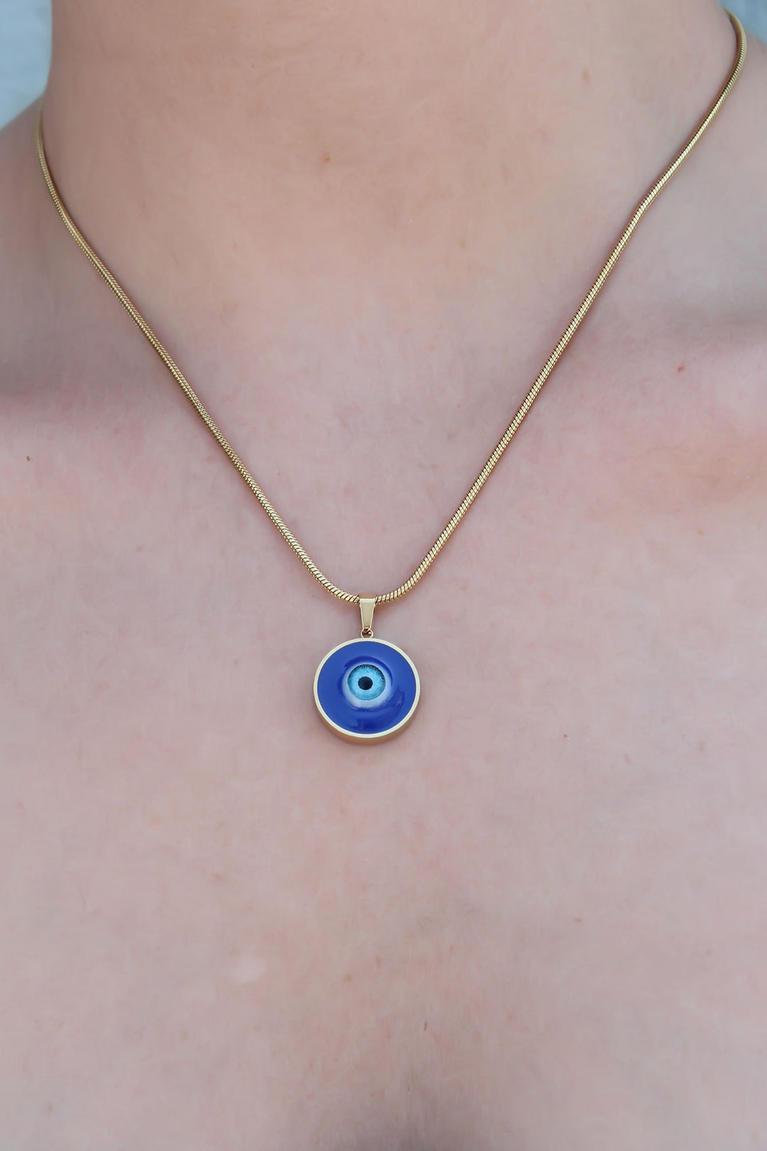 EBJ 316L Steel Gold Color Evil Eye Bead Model Women's Necklace - Chernivtsi