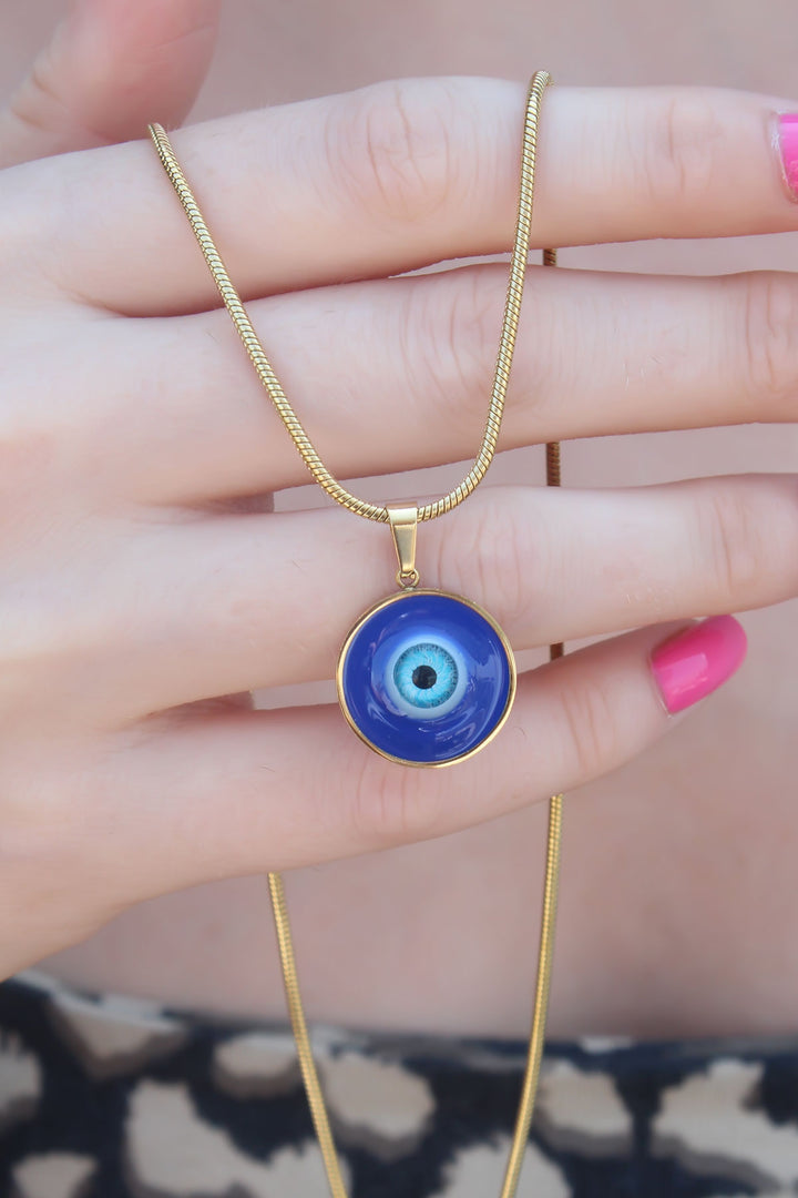 EBJ 316L Steel Gold Color Evil Eye Bead Model Women's Necklace - Chernivtsi