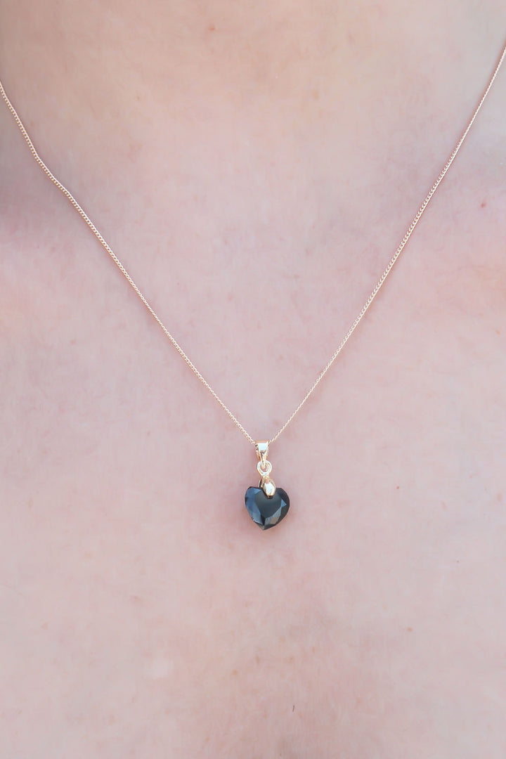 EBJ Gold Color Black Crystal Stone Women's Necklace - Belluno