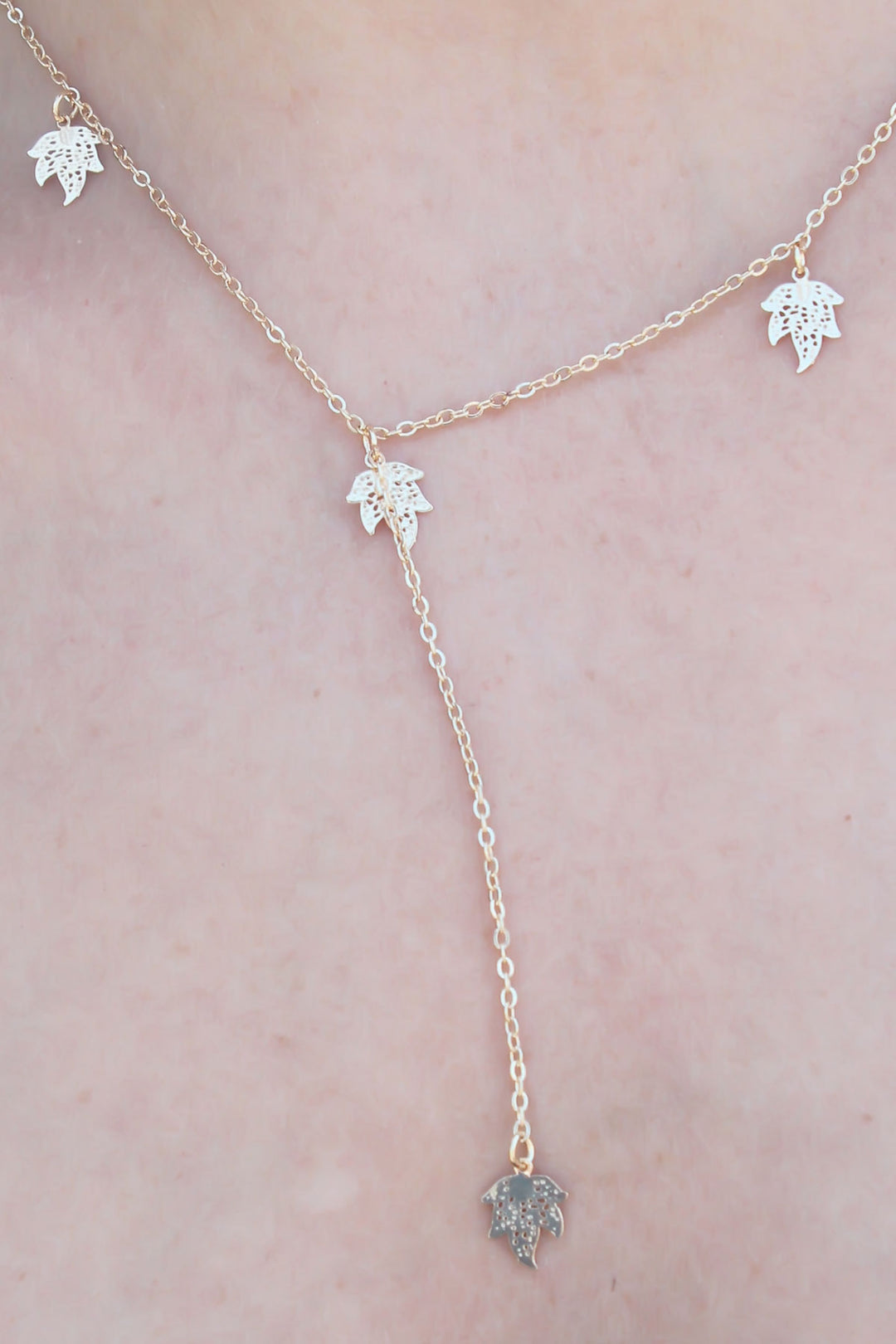 EBJ Gold Color Zircon Stone Leaf Figure Women's Necklace - West Valley City