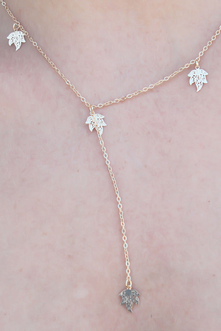 EBJ Gold Color Zircon Stone Leaf Figure Women's Necklace - West Valley City