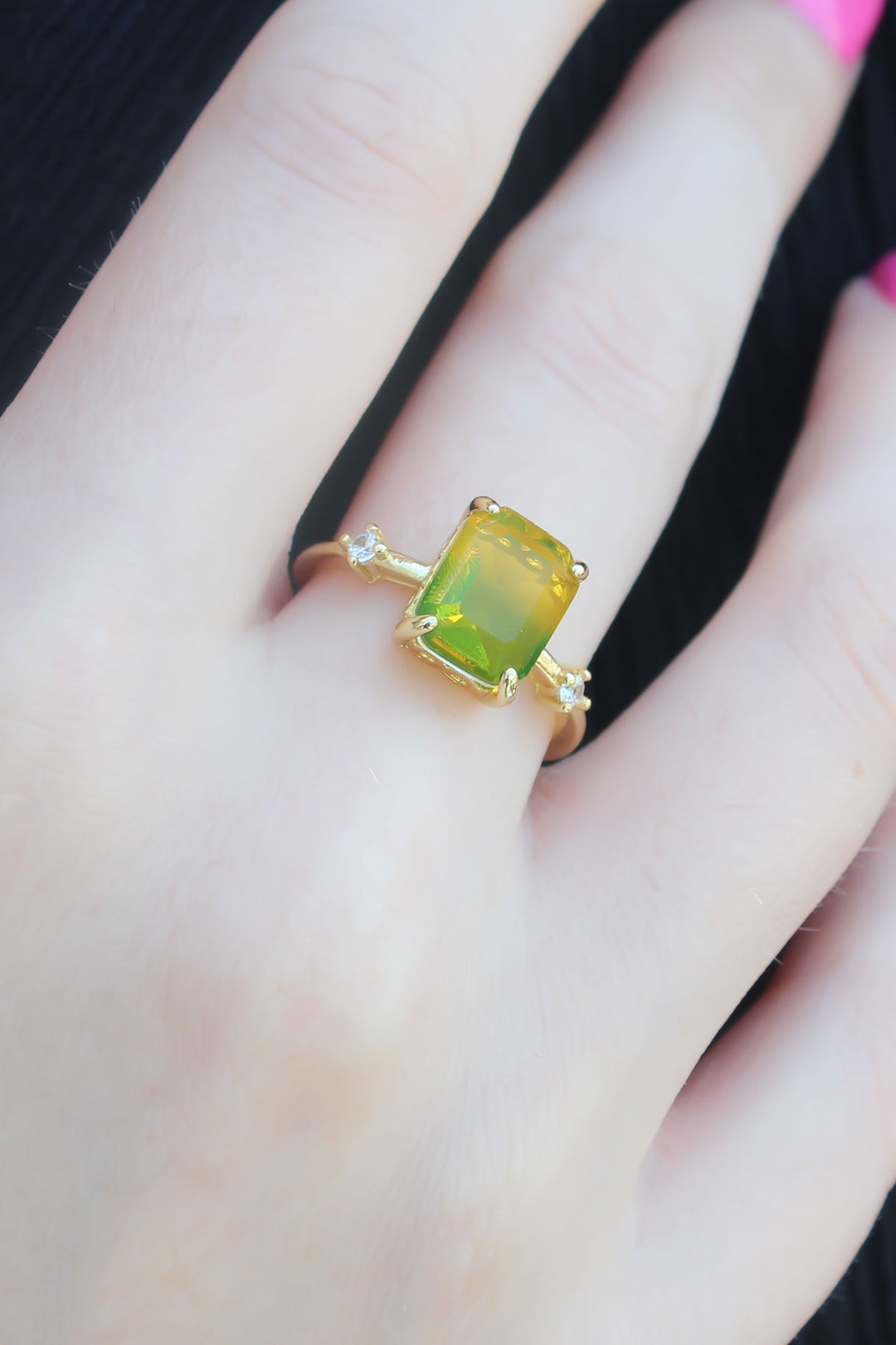 EBJ Gold Colorful Zircon Stone Brass Women's Ring - Mackay