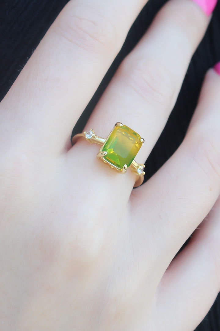 EBJ Gold Colorful Zircon Stone Brass Women's Ring - Mackay