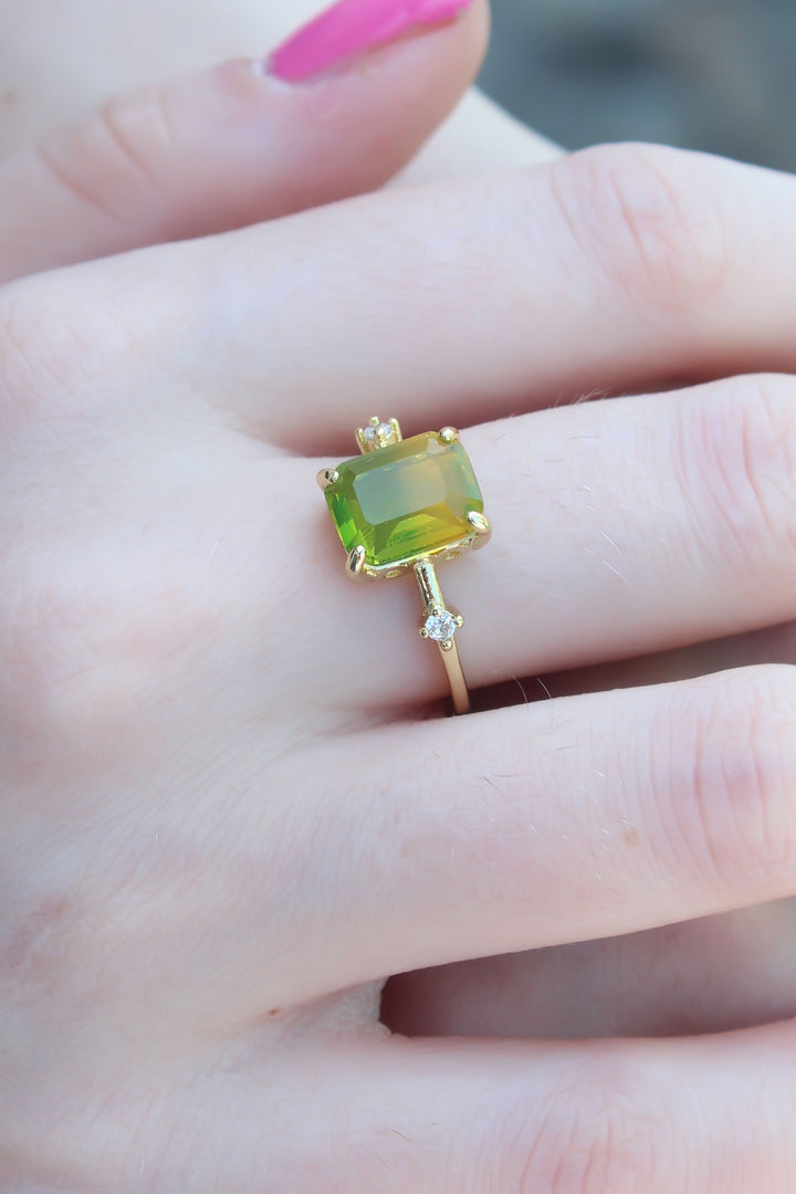 EBJ Gold Colorful Zircon Stone Brass Women's Ring - Mackay