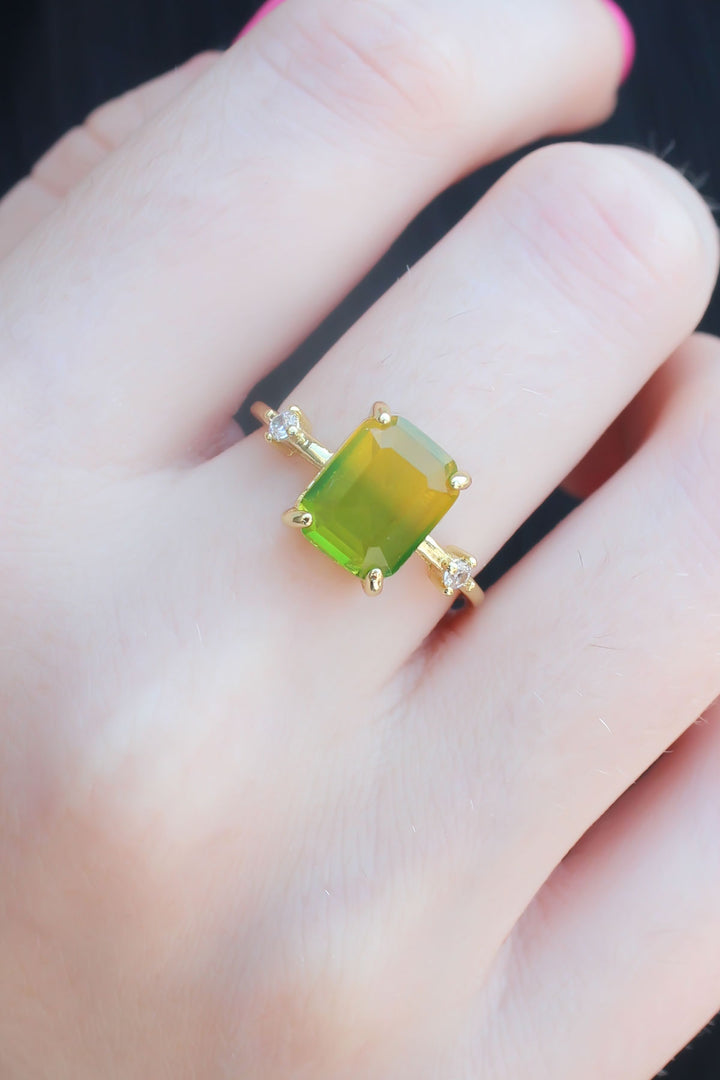 EBJ Gold Colorful Zircon Stone Brass Women's Ring - Mackay