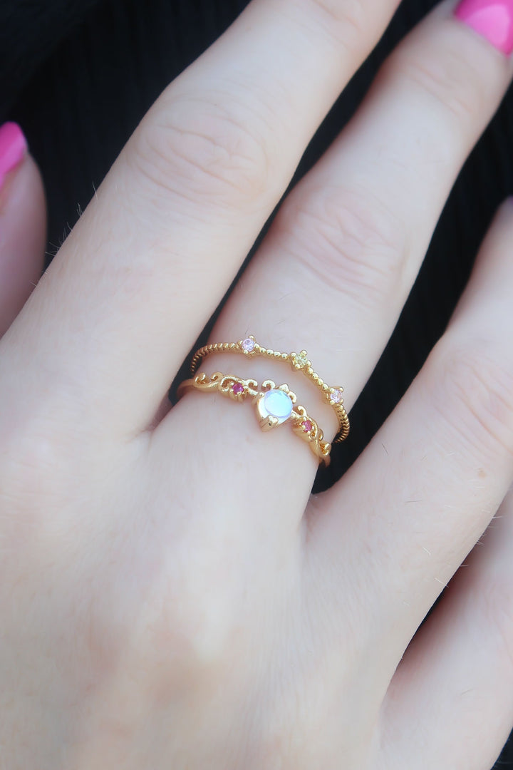 EBJ Gold Color Crown Model Women's Ring with Zircon Stone - Bentonville