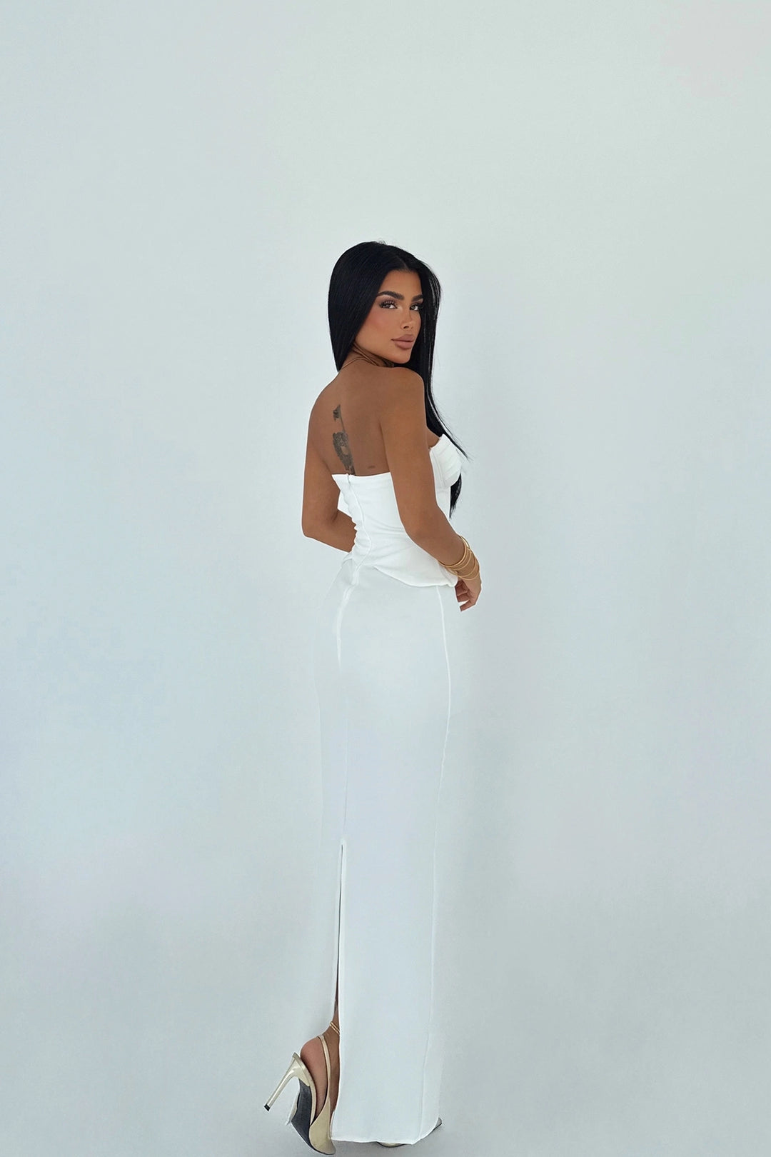 EYY Women White Strapless Dress with Pocket Detail - Monrovia