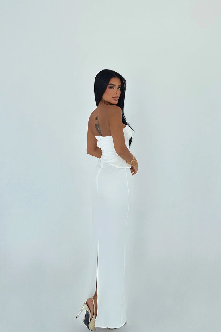 EYY Women White Strapless Dress with Pocket Detail - Monrovia