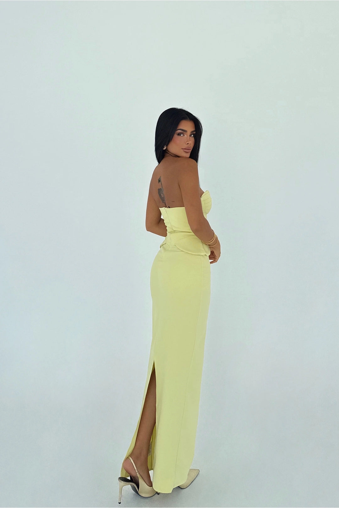 EYY Women Yellow Strapless Dress with Pocket Detail - Houghton le Spring