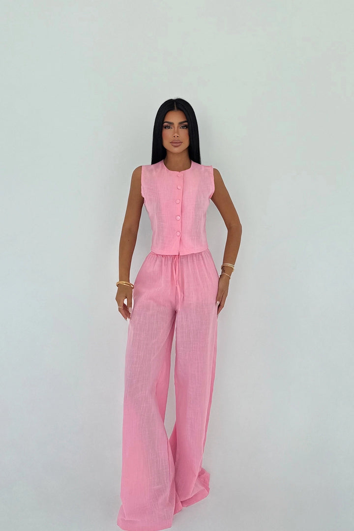 EYY Women Pembe Düğme Detaylı Takım - Benalmádena