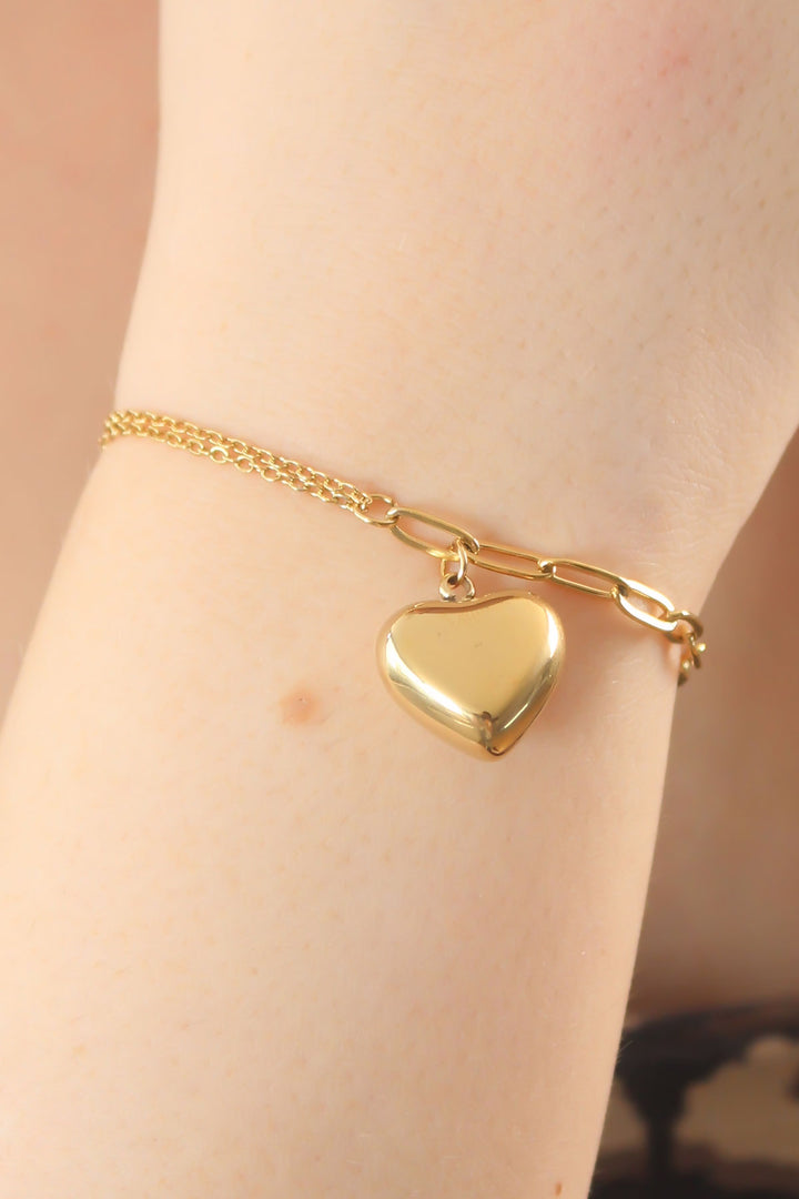 EBJ 316L Çelik Gold Renk Zincir Model Kalp Figür Kadın Bileklik - Greifswald