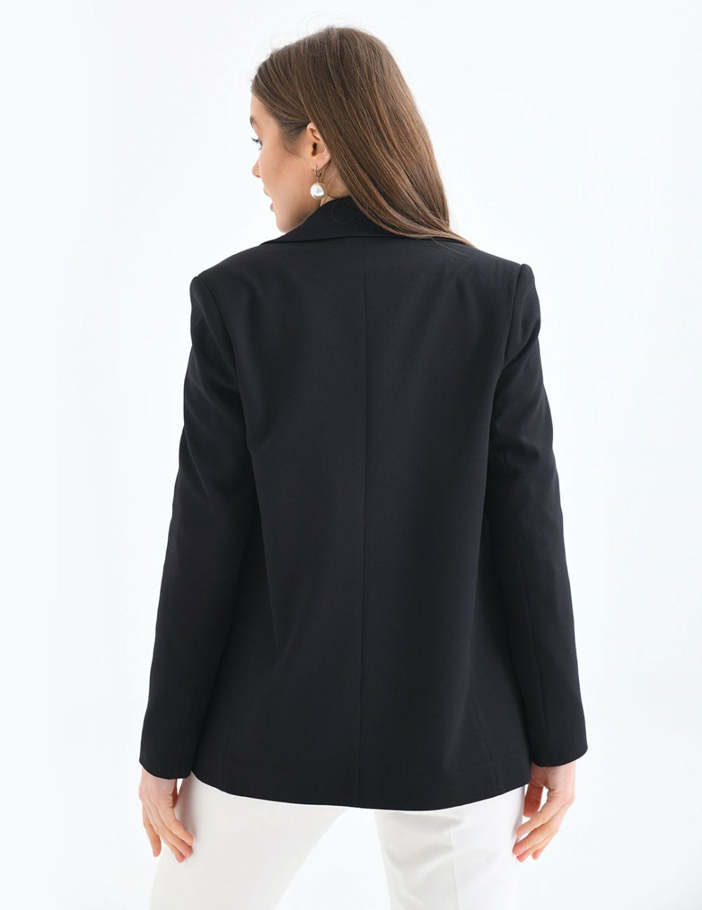 NDL Women 2-Button Trim Detail Women's Jacket Black - Chalco