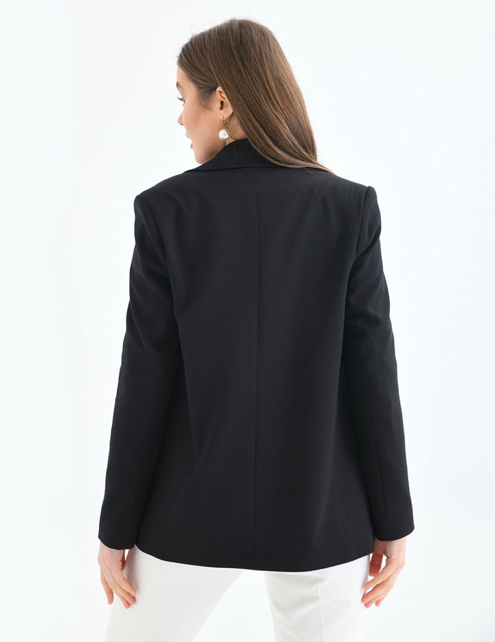 NDL Women 2-Button Trim Detail Women's Jacket Black - Chalco