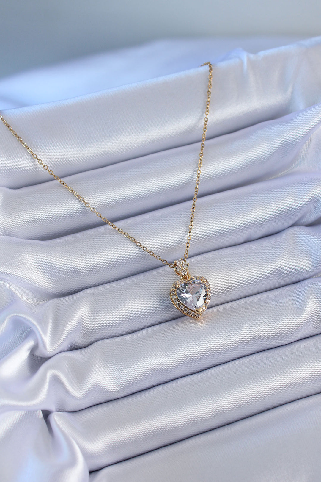 EBJ 316L Steel Gold Color Zircon Stone Heart Model Women's Necklace - Markham