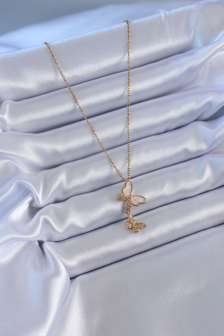 EBJ 316L Stainless Steel Gold Color Butterfly Model Women's Necklace with Zircon Stone - Kerch
