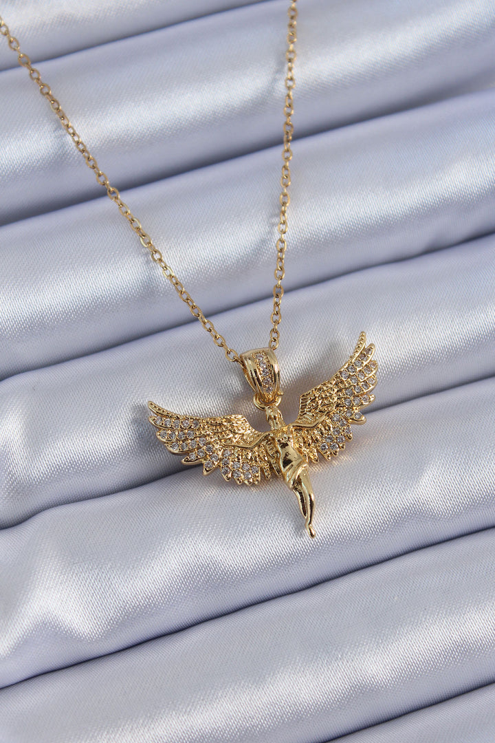 EBJ 316L Stainless Steel Gold Color Butterfly Model Women's Necklace with Zircon Stone - Apaseo el Grande