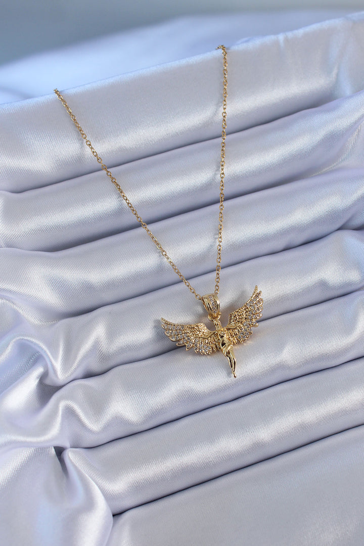 EBJ 316L Stainless Steel Gold Color Butterfly Model Women's Necklace with Zircon Stone - Apaseo el Grande