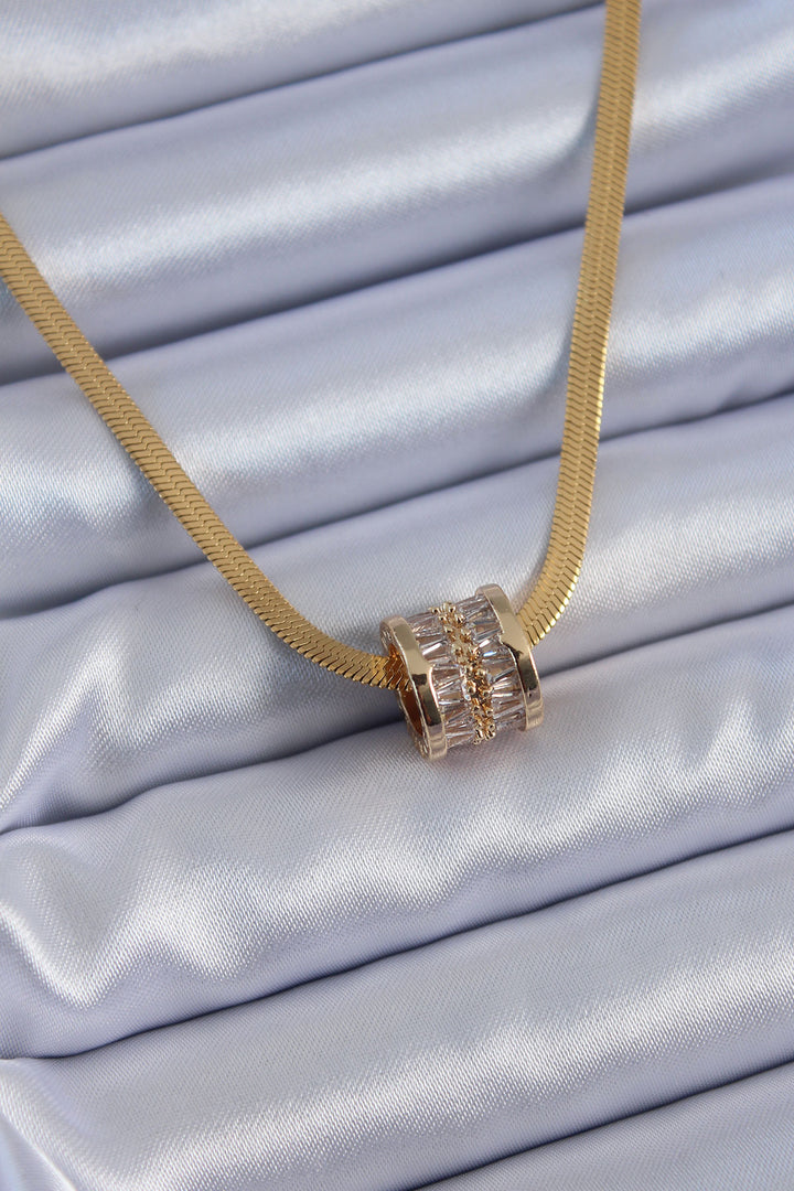 EBJ 316L Steel Gold Color Italian Chain Model Zircon Stone Women's Necklace - Las Vegas