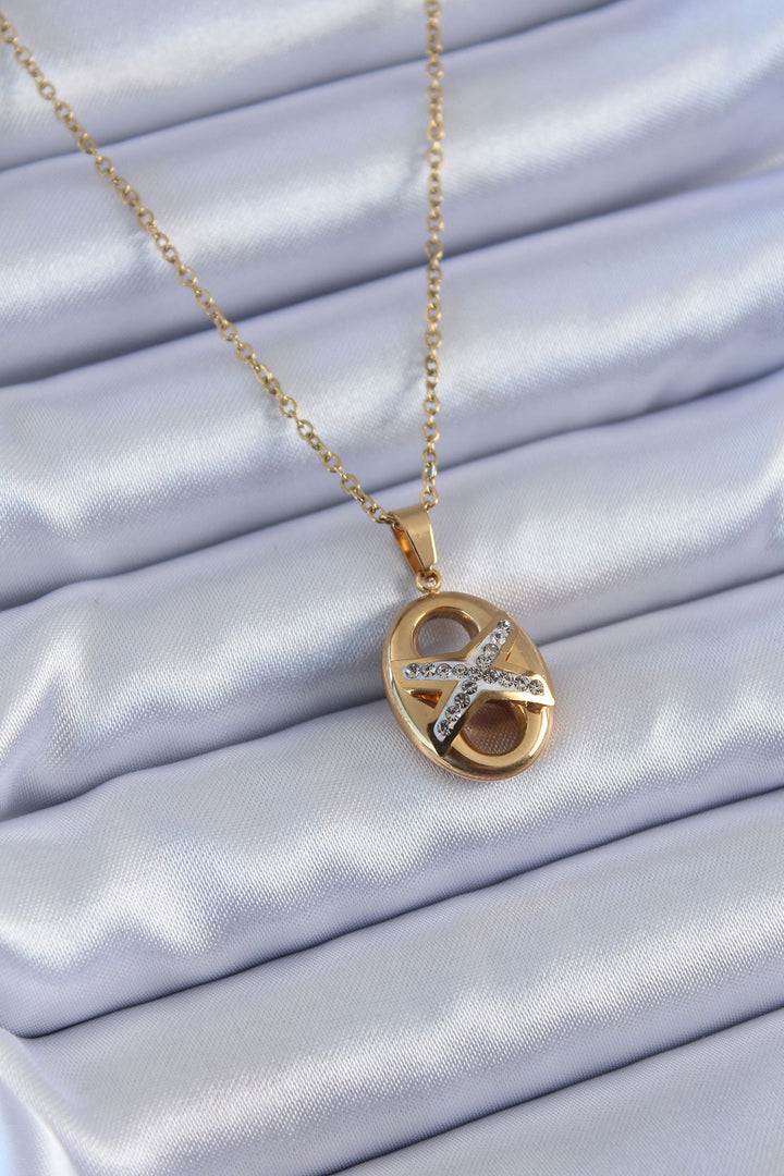 EBJ 316L Stainless Steel Gold Color Zircon Stone Women's Necklace - Pittsfield
