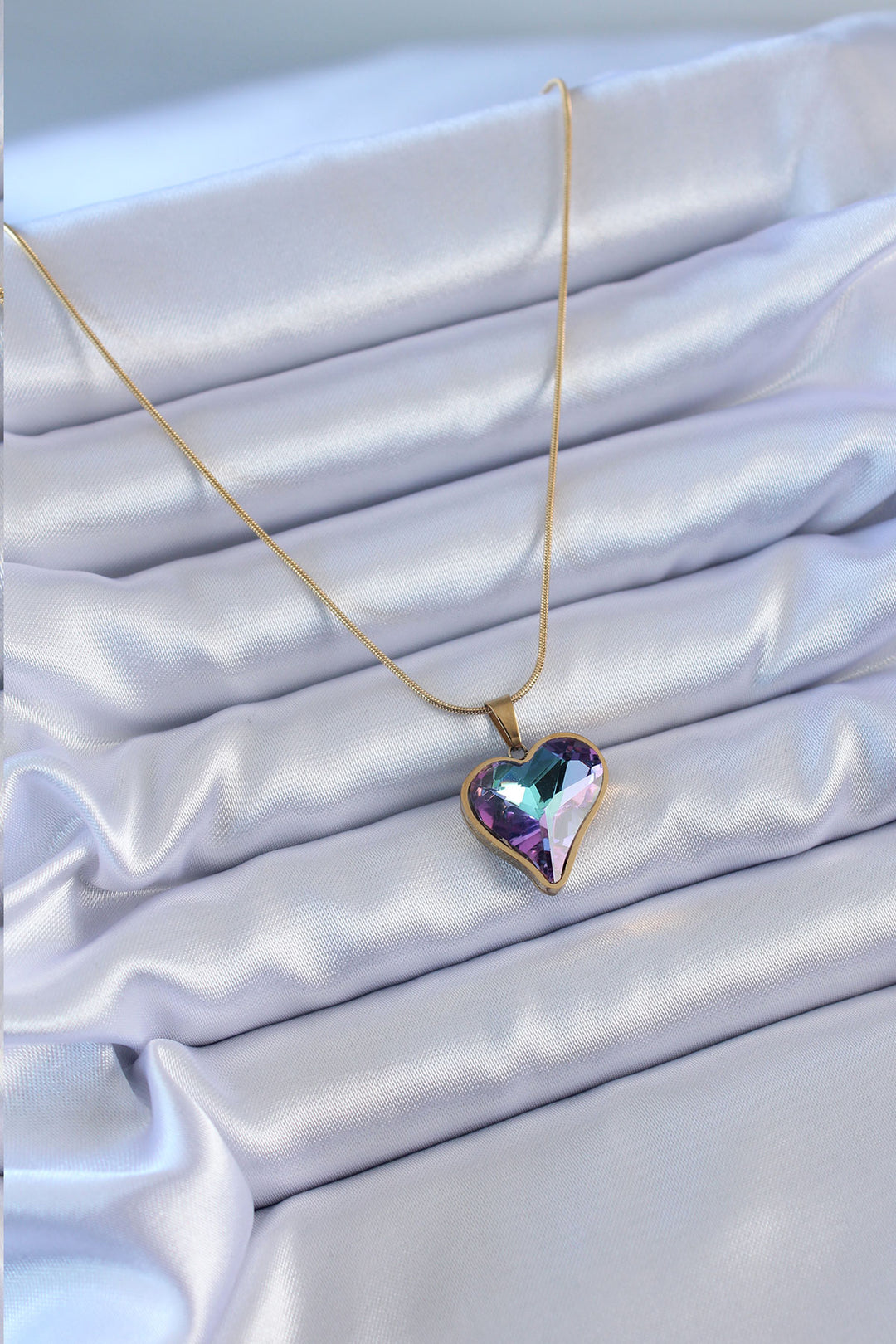EBJ 316L Steel Gold Color Crystal Stone Heart Model Women's Necklace - Wetzlar