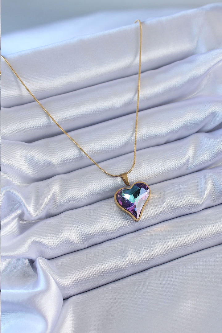 EBJ 316L Steel Gold Color Crystal Stone Heart Model Women's Necklace - Wetzlar