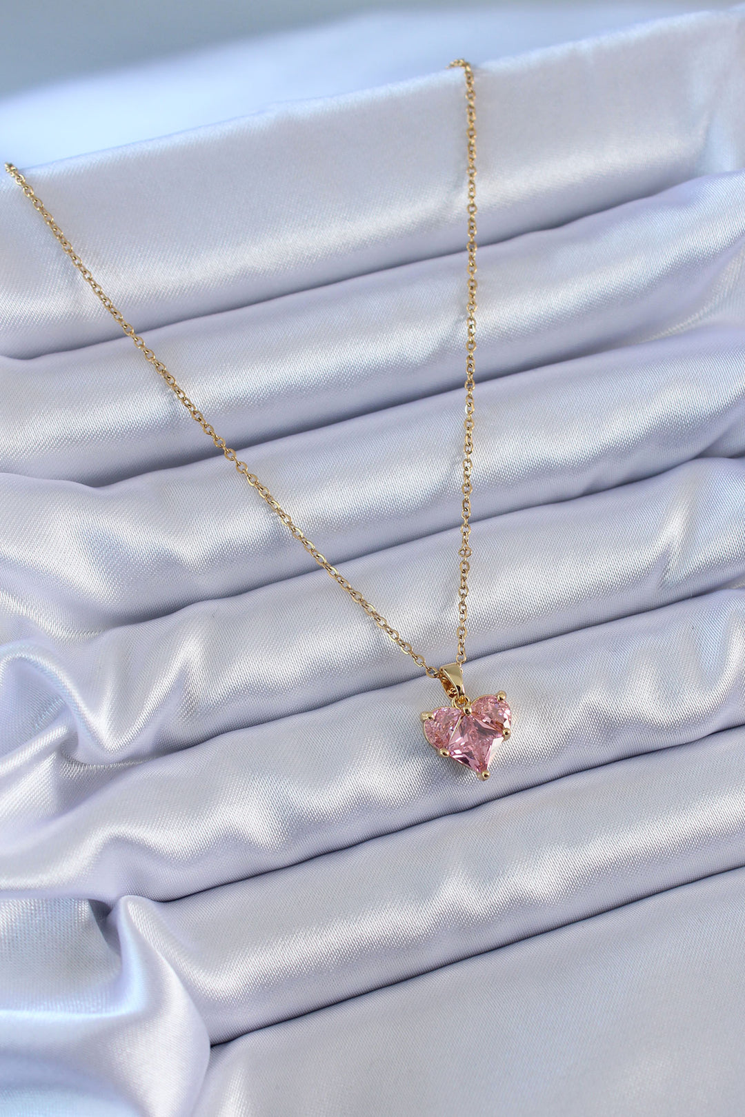 EBJ 316L Steel Gold Color Crystal Heart Model Women's Necklace - Barcelos