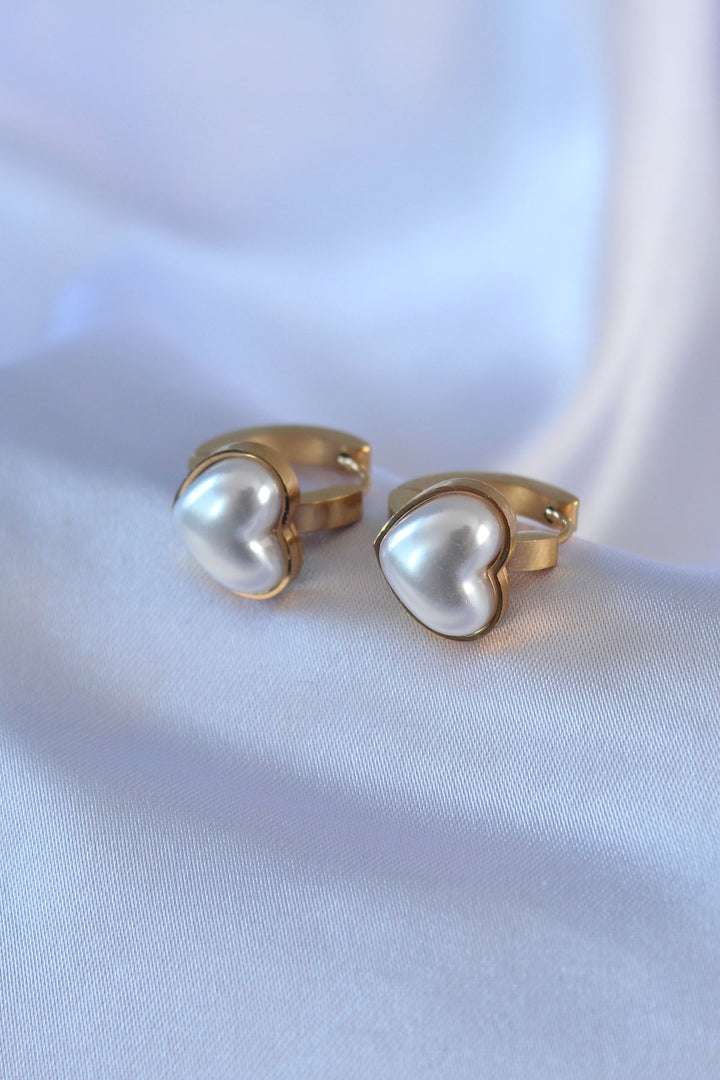 EBJ 316L Steel Gold Color Pearl Heart Model Women's Earring - Fort Smith