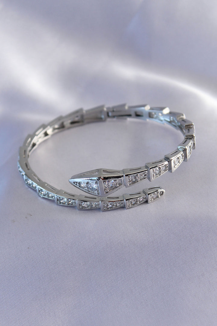 EBJ VIP Snake Design Silver Color Women's Cuff Bracelet - Águeda