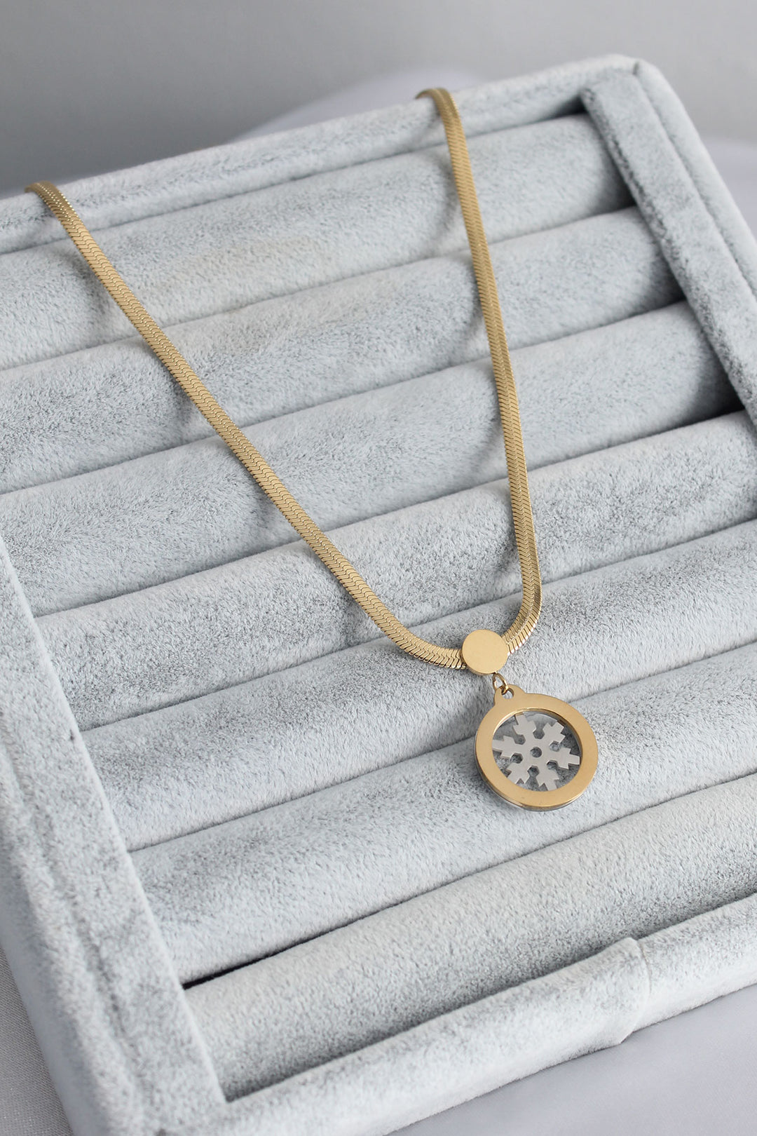 EBJ 316L Steel Gold Color Italian Chain Model Silver Snowflake Figure Women's Necklace - Matosinhos