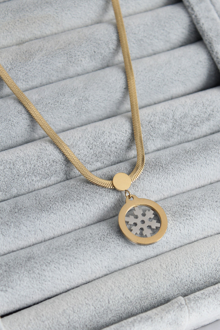 EBJ 316L Steel Gold Color Italian Chain Model Silver Snowflake Figure Women's Necklace - Matosinhos