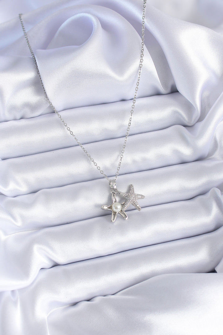 EBJ 316L Stainless Steel Silver Color Zircon Stone Adjustable Starfish Model Women's Necklace - Piatra Neamţ