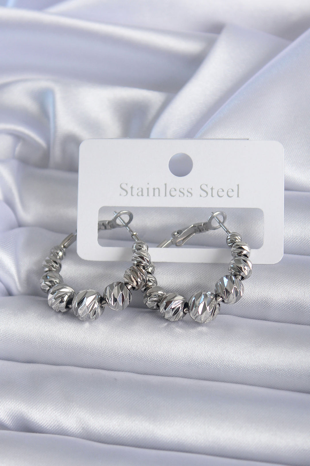 EBJ 316L Stainless Steel Silver Color Embroidered Ring Model Women's Earring - Bronx