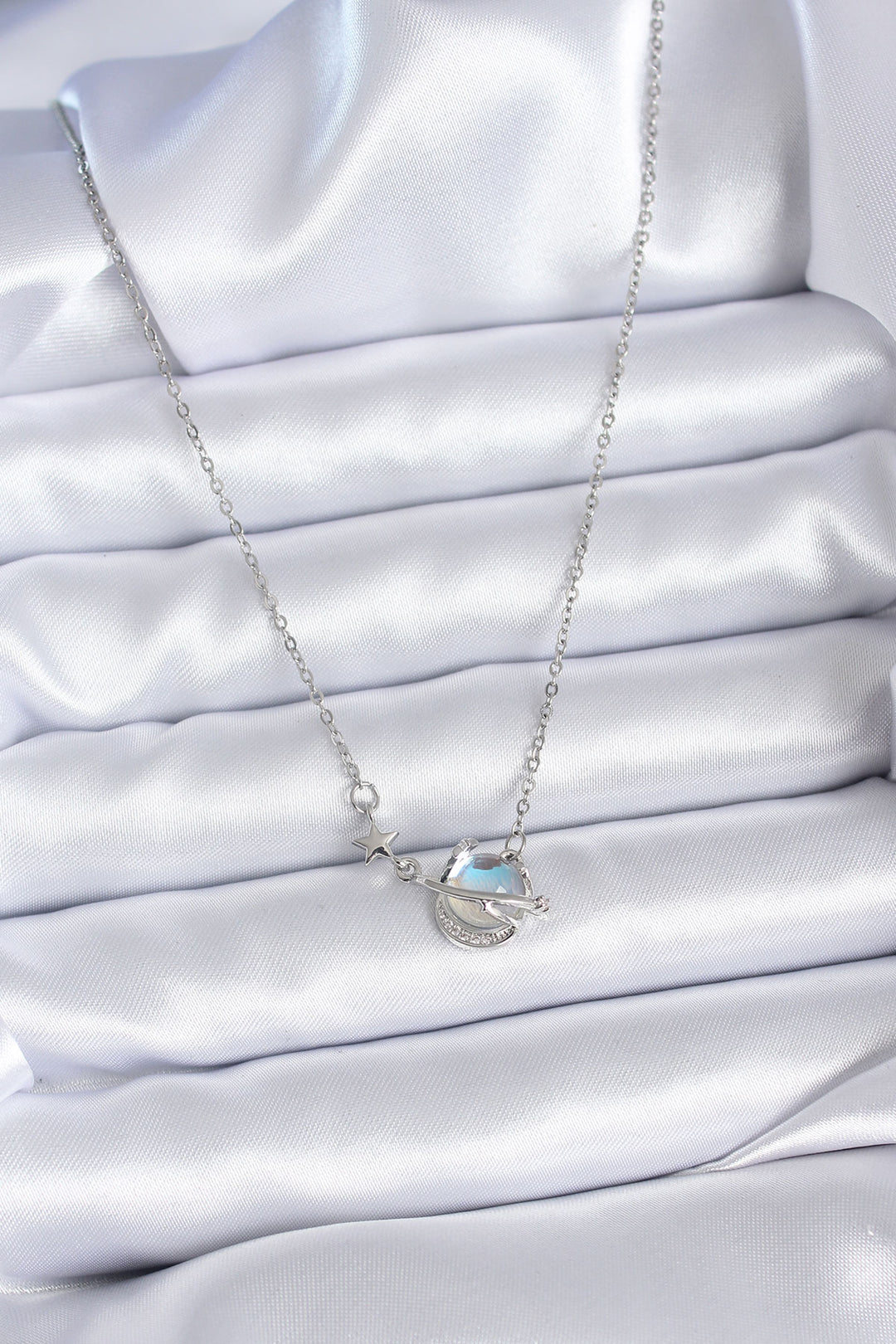 EBJ 316L Stainless Steel Silver Color Chain Planet Model Women's Necklace - Ratingen