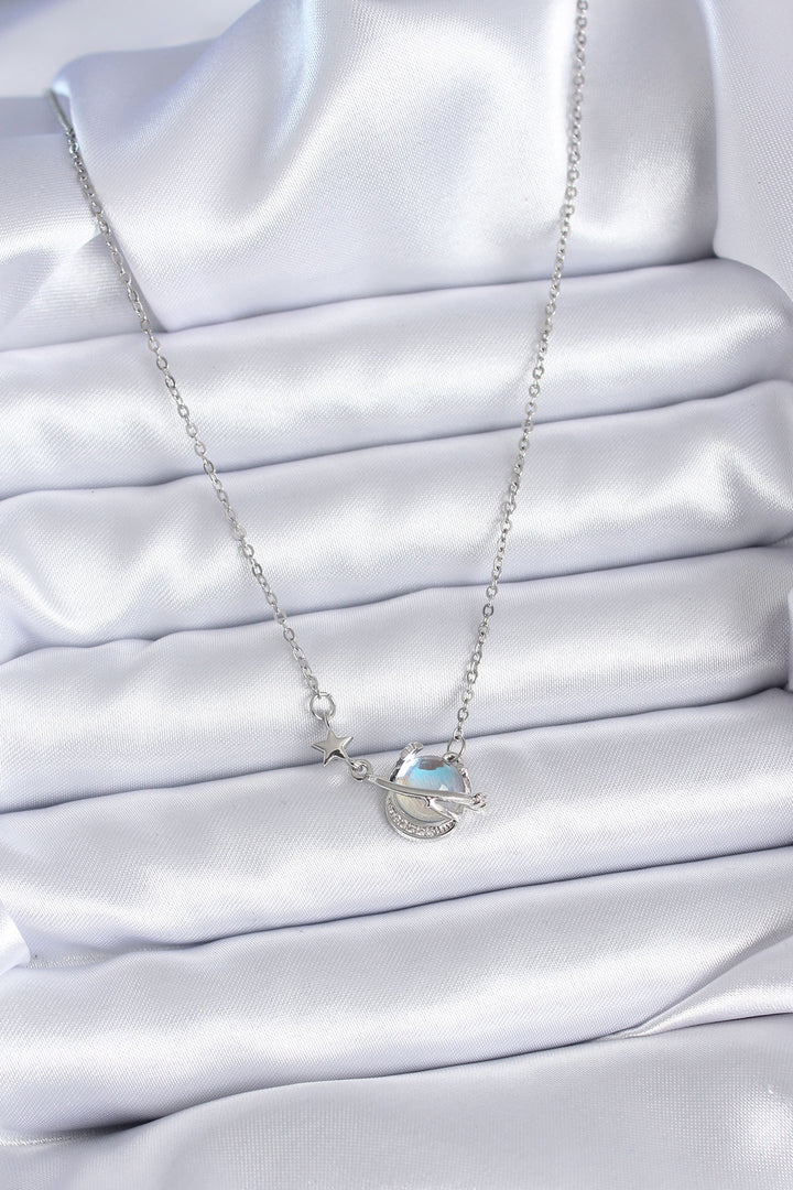 EBJ 316L Stainless Steel Silver Color Chain Planet Model Women's Necklace - Ratingen