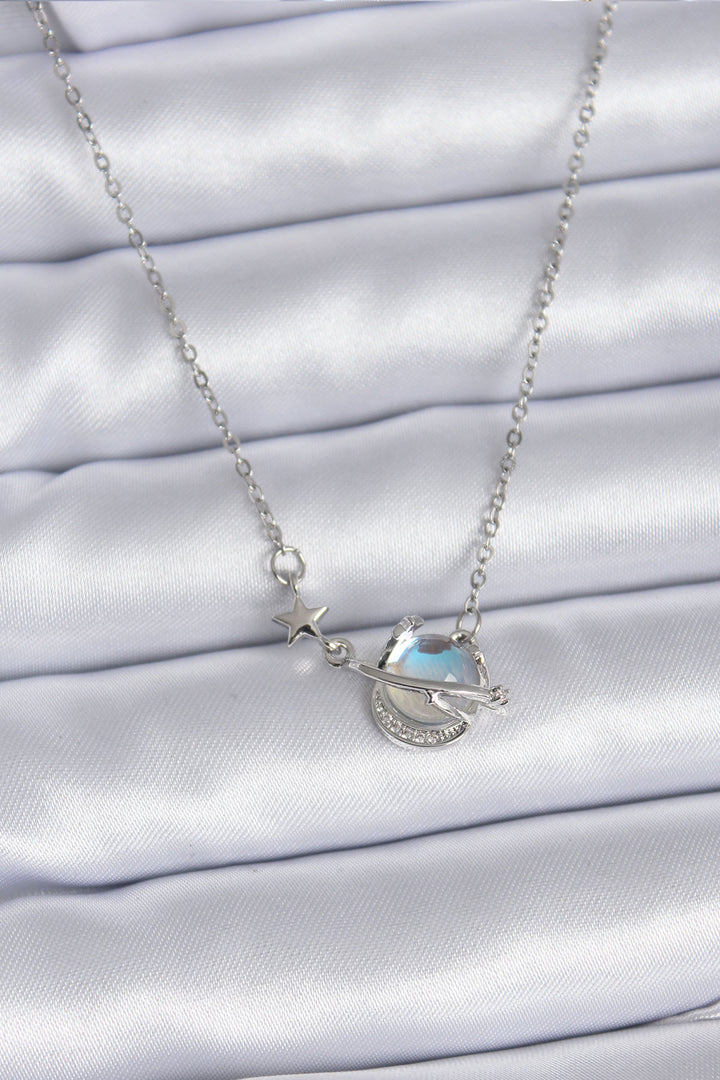 EBJ 316L Stainless Steel Silver Color Chain Planet Model Women's Necklace - Ratingen
