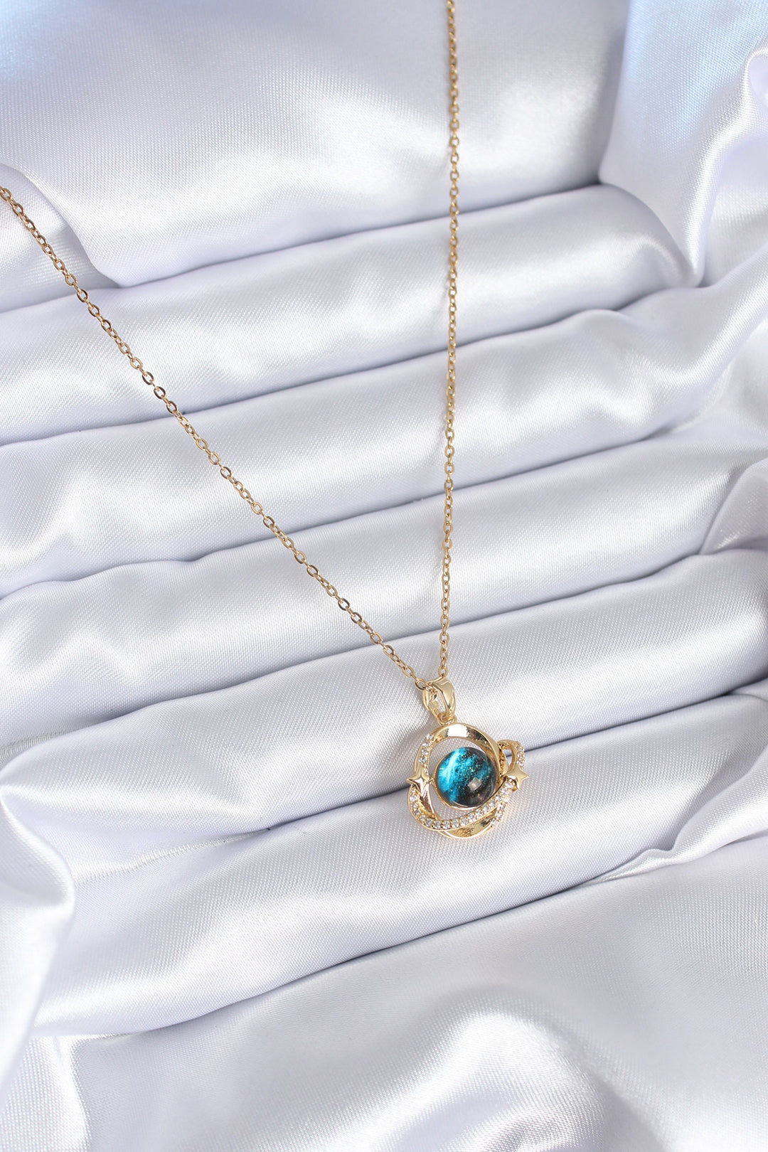 EBJ 316L Steel Gold Color Zircon Stone Detail Planet Model Women's Necklace - Francisco I. Madero