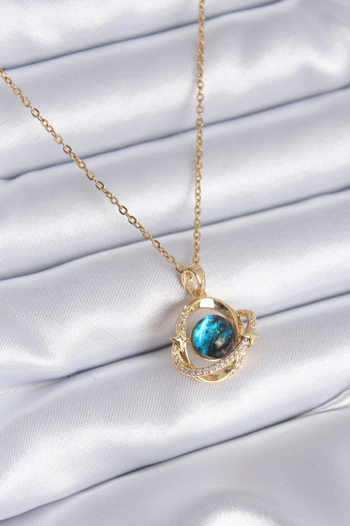 EBJ 316L Steel Gold Color Zircon Stone Detail Planet Model Women's Necklace - Francisco I. Madero