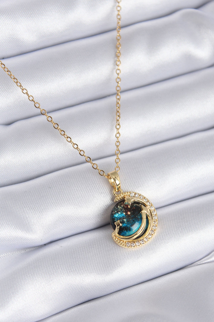 EBJ 316L Steel Gold Color Zircon Stone Planet Model Women's Necklace - Kerpen