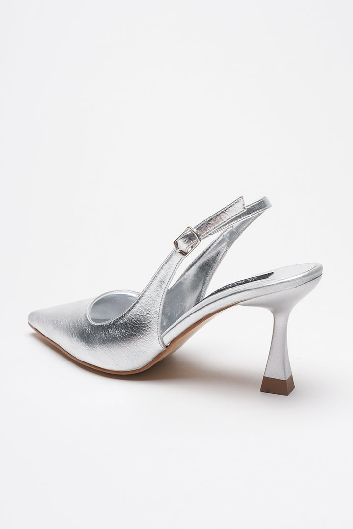 DSM Station Silver Wrinkled Patent Leather High Heel Women's Shoe - Wattrelos