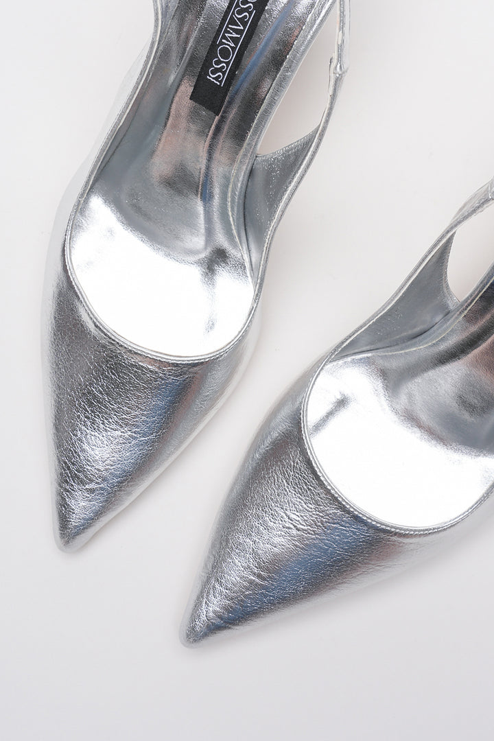 DSM Station Silver Wrinkled Patent Leather High Heel Women's Shoe - Wattrelos