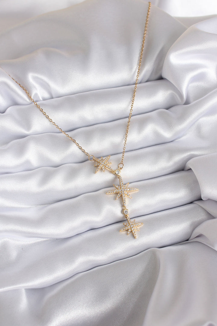 EBJ 316L Stainless Steel Chain Gold Color with Zircon Stone Polar Star Model Women's Necklace - Calais
