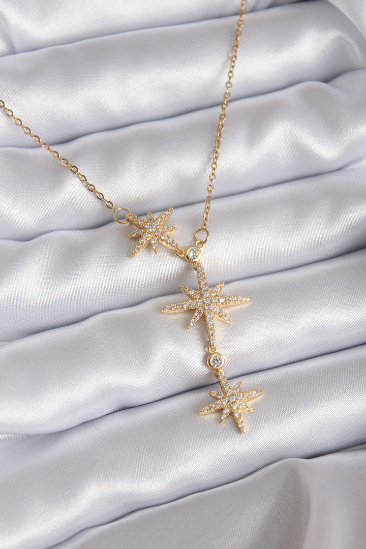 EBJ 316L Stainless Steel Chain Gold Color with Zircon Stone Polar Star Model Women's Necklace - Calais