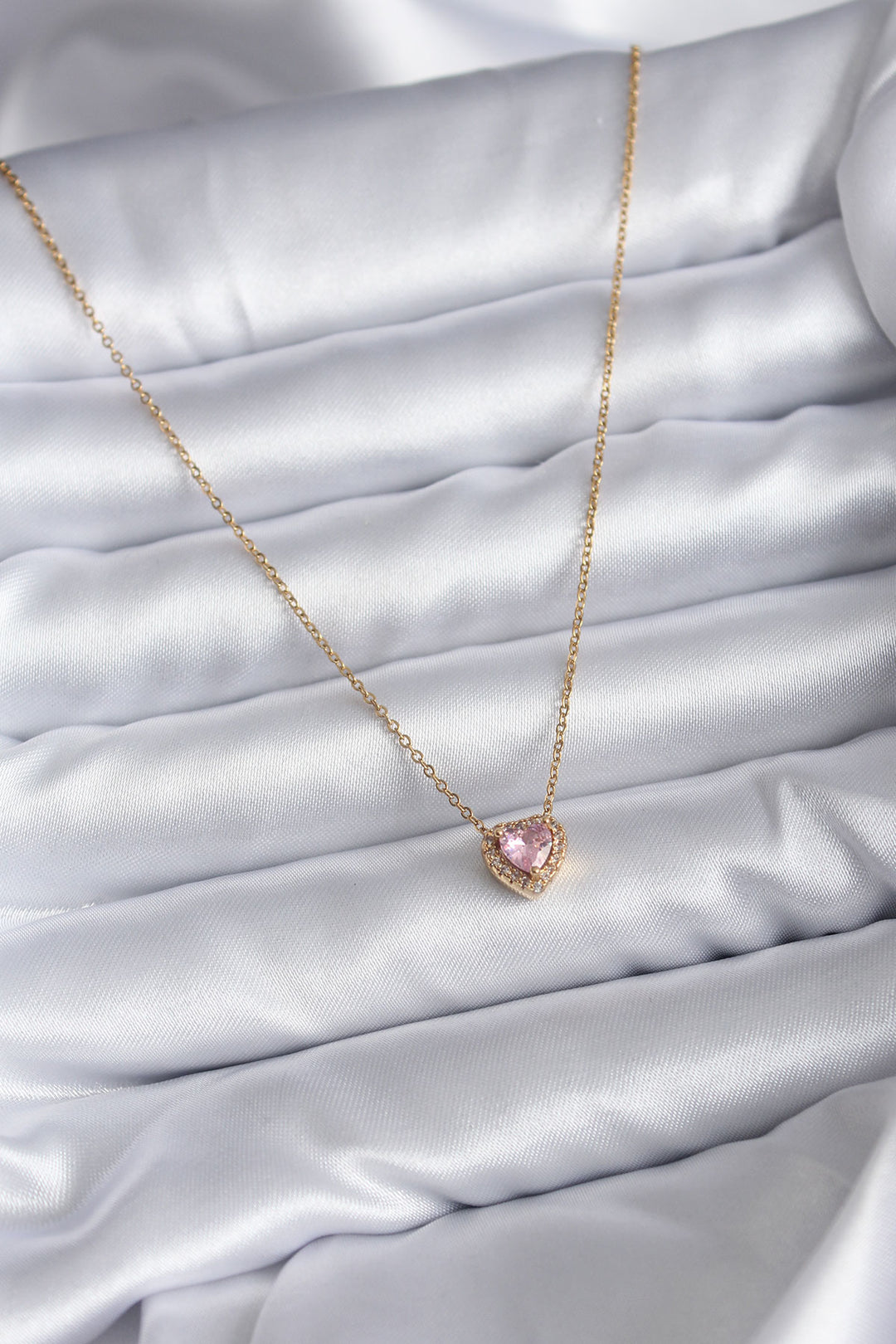 EBJ 316L Stainless Steel Chain Gold Color Pink Zircon Stone Charm Women's Necklace - Rayleigh