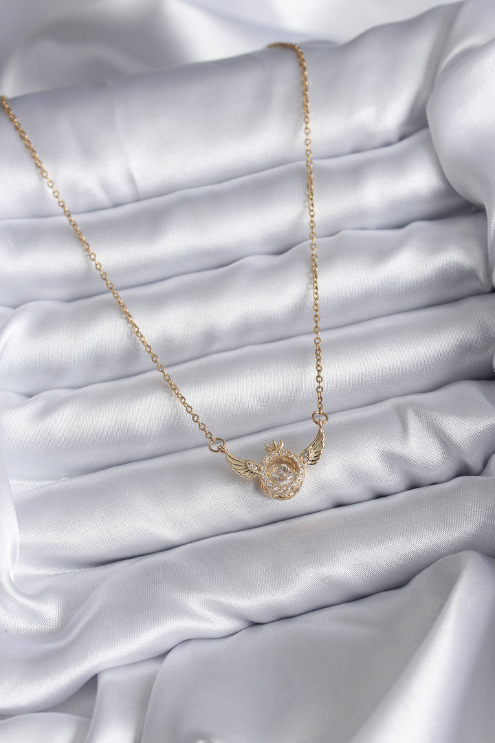EBJ 316L Stainless Steel Chain Winged Single Stone Zircon Stone Women's Necklace - Noblesville