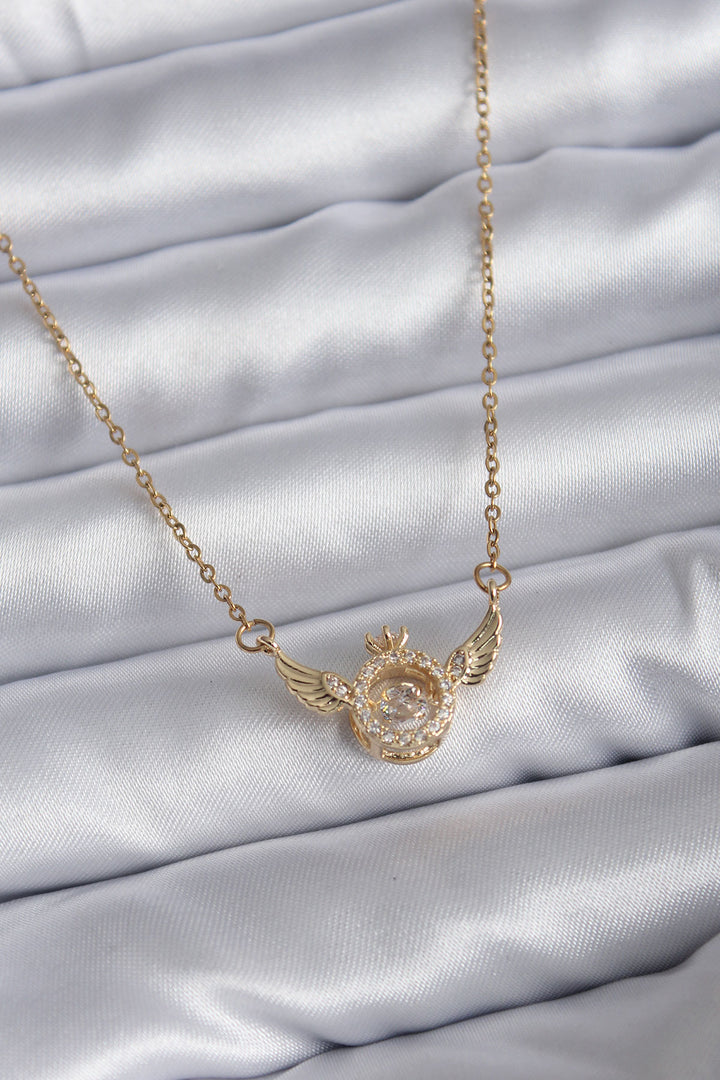 EBJ 316L Stainless Steel Chain Winged Single Stone Zircon Stone Women's Necklace - Noblesville