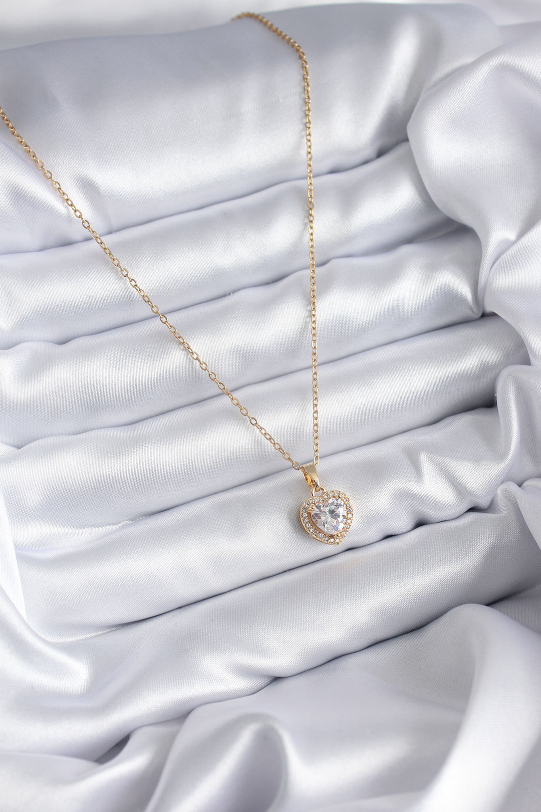 EBJ 316L Stainless Steel Chain Gold Color Zircon Stone Heart Model Charm Women's Necklace - Dublin