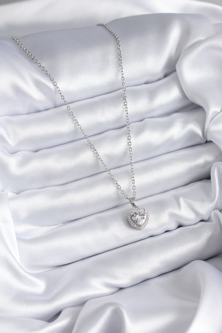 EBJ 316L Steel Chain Silver Color Heart Model Charm Women's Necklace - Wichita Falls