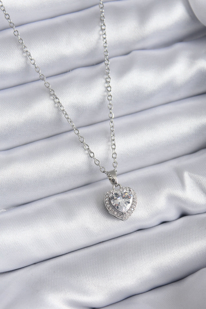 EBJ 316L Steel Chain Silver Color Heart Model Charm Women's Necklace - Wichita Falls