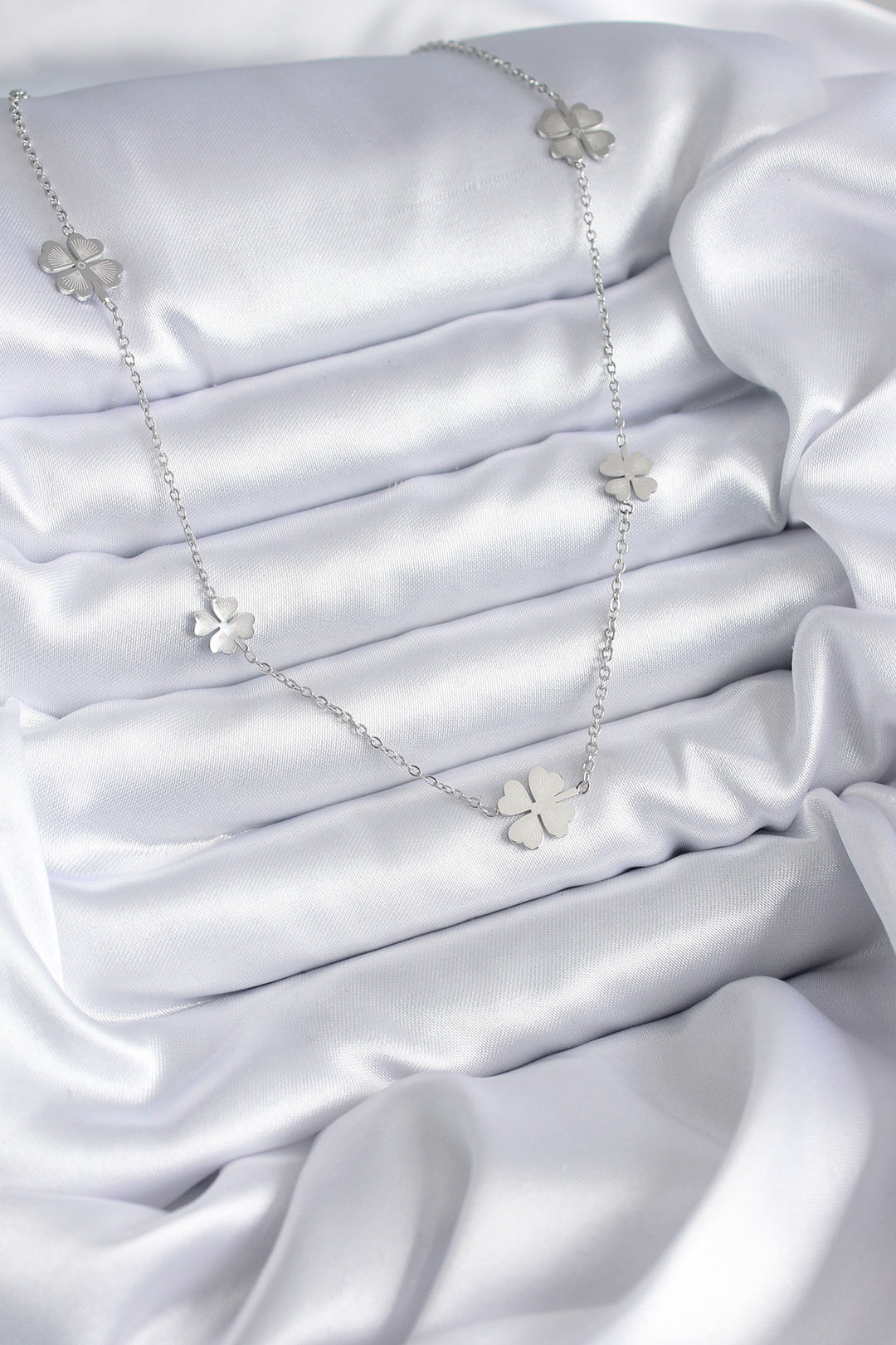 EBJ 316L Stainless Steel Chain Silver Color Clover Model Women's Necklace - Foligno